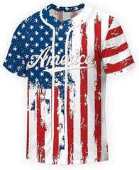 Distressed America Flag Baseball Jersey Patriotic Graphic Shirt Adult & Youth