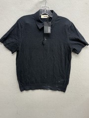 Buck Mason Avalon Knit Polo Mens Size Medium Washed Navy Color Ribbed Collar