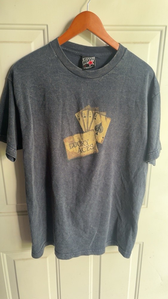 Vintage Top Heavy brand Lucky Aces Poker Cards Graphic Print Tee