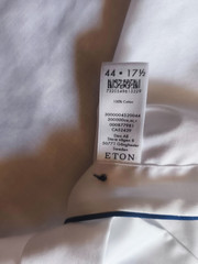 Eton Contemporary Fit Long Sleeve Mens Dress Shirt White 44/17.5 Romania Made