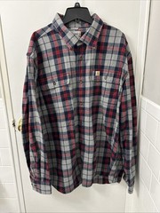 Carhartt Hubbard Shirt Mens XL Red Plaid Flannel 8 Oz Button Down L/S 102815 412