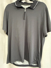 Perry Ellis Men’s Gray L Short Sleeve 1/4 Zip Polo Shirt Polyester Geometric