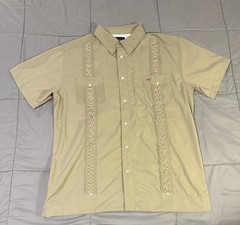 Texas Standard Shirt Guayabera Libre Mens Size XL Short Sleeve Button Down Tan