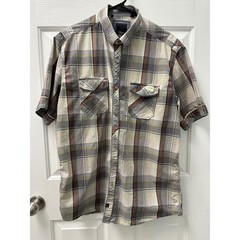 Mens 7 Diamonds Plaid Shirt Button Up Short Sleeve XXL