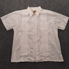 Vintage Haband Shirt Mens XL White Guayoberra Full Zip Cuban Tropical Caribbean