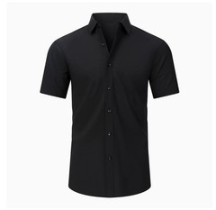 Men’s Dress Shirts Formal Business Short Sleeves Slim Fit Elastic Casual Shirts