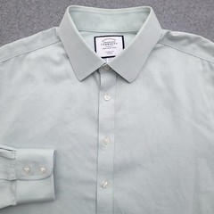 Charles Tyrwhitt Dress Shirt Mens 17 35 Classic Fit Non Iron Green Corpcore