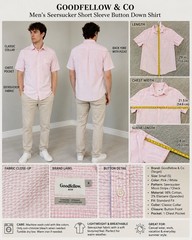 Goodfellow & Co Men’s Seersucker Striped Pink/White Short Sleeve Button-Up S
