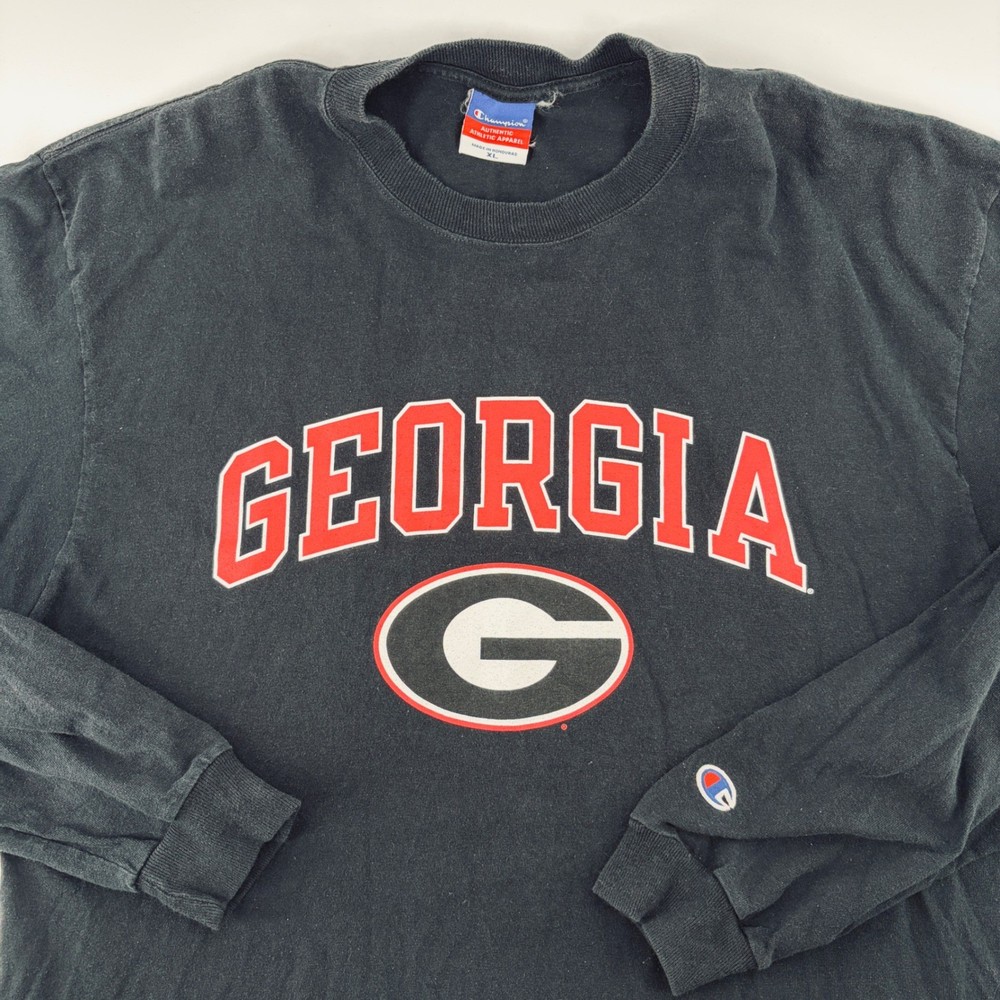VTG Champion Georgia Bulldogs Shirt Mens XL Black Long Sleeve 90s Football