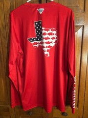 Columbia Red Long-Sleeve Texas Flag Fishing Tee