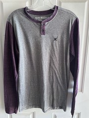 HURLEY X BUCKLE LONG SLEEVE HENLEY SHIRT SIZE SMALL