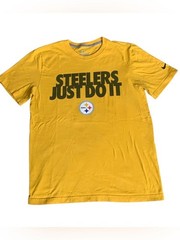 Pittsburgh Steeler Football T-Shirt Yellow Nike Just Do It Tee Medium black gold