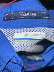 Columbia Sportswear PFG Tamiami Fishing Shirt Men M Blue Omni Shade Short Sleeve