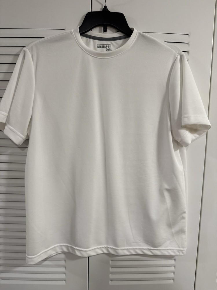 Starter Core Tee Men’s T-Shirt White L Logo Crew Neck Short Sleeve Polyester