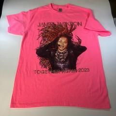 Janet Jackson Together Again 2023 Tour T Shirt Neon Pink Ludacris Concert Tee