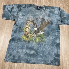 Eagle Shirt M 00s Y2k 12 Hidden Eagles Bird Nature Animal Predator Tie Dye Tee