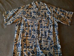 Vintage Go Barefoot Shirt Mens Large Hawaiian Beach Summer Luau Tiki Made In USA