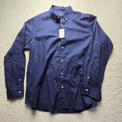 Polo Ralph Lauren Shirt Mens 2XL Blue Long Sleeve Linen Button-Down Classic Fit