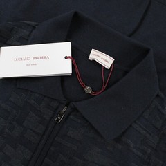Luciano Barbera NWT Knit Polo Shirt Size 48 S US In Blue & Gray Cash/Silk/Wool