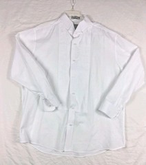 ​Omega Italy Men XL White Tuxedo Dress Shirt 17-17.5 34-35 Pleated Wing Tip…