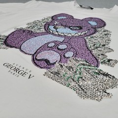 Avenue George V Paris Shirt Men 3XL Rhinestone Money Bear Luxury Streetwear