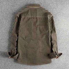 2025 Autumn And Winter New American Retro Stripe Long-Sleeve Lapel Shirt