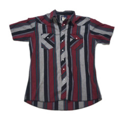 Wrangler Mens Large Tall Red Black Gray Western Rockabilly Pearl Snap Shirt