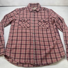 True Religion L Military Shoulder Strap Flannel Plaid Mens Long Sleeve Button Up