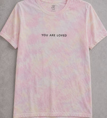 You Are Loved Tie Dye T Shirt Adult Large Pink Pastel Inspirational Graphic Tee