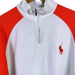 Polo Golf Ralph Lauren 1/4 Zip White Orange Short Sleeve Large Pony XL Read