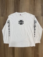 West Coast Choppers Iron Cross Logo Men’s White Long Sleeve T-Shirt Size L