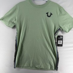 0929 True Religion Men’s TR Contrast SS Taping Crew Neck T-Shirt, Frosty Green