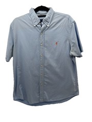 POLO RALPH LAUREN Blue Classic Fit Short Sleeve Button-Down Shirt Size Large