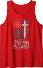 Be Strong and Courageous Christian American Flag Tank Top
