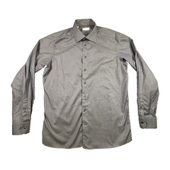 Eton Men’s XL Blue/Gray Solid Dress Shirt Contemporary Fit LS SEE DESCRIPTION