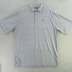 Footjoy Shirt Mens XL Gray Black Striped Polo Golf Short Sleeve Medinah