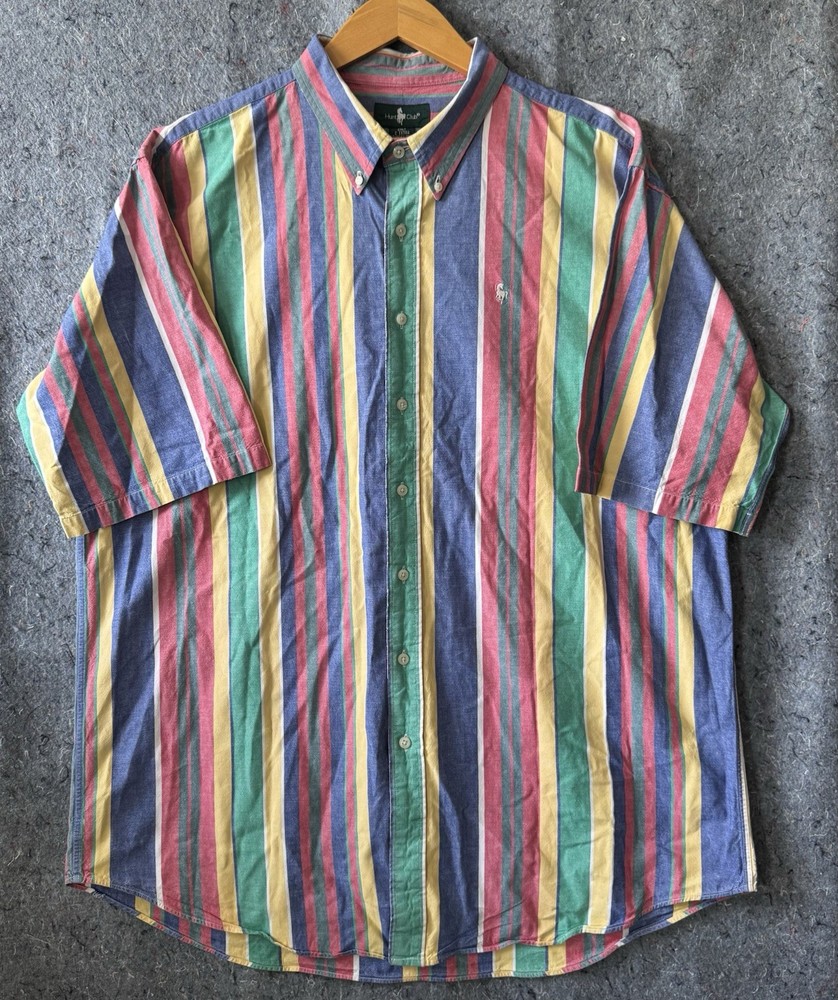 Hunt Club Mens 2XLT Vintage Vertical Stripe Button Down Shirt 100% Cotton NWOT