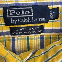 Polo Ralph Lauren Button Down Mens L Yellow Plaid Estate Sport Cotton Shirt