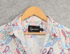 Mens Topman Paisley Short Sleeve Shirt White Multi Size M