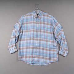 Jos. A. Bank Linen Shirt Mens L Blue Plaid Button Down