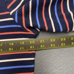 L.L.Bean Shirt Mens Medium Blue Striped Mock Neck Long Sleeve Cotton Casual
