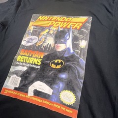 Nintendo Power Magazine Batman Returns Black Gildan Heavy Cotton Tee Size MED