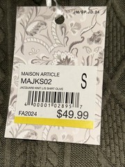 Maison Article Jacquard Knit Long Sleeve Shirt Size: Small Color: Olive NEW!
