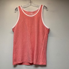 American Rag Tank Top Mens Medium Coral Pink Excellent Slub Knit Contrast Trim