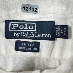 Polo Ralph Lauren Dress Shirt Mens 17 34-35 White Cotton Pleated Formal Classic