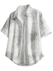 Designer Style Men Tie Dye Shirt Seersucker Casual Loose Beach Summer Tops M-3XL