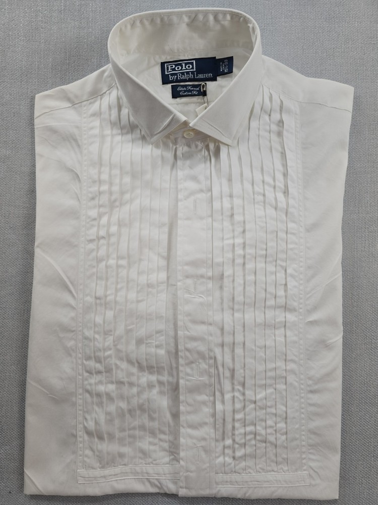 Polo Ralph Lauren Pleated Bib Tuxedo Shirt 15.5/33 Estate Formal Custom Fit Vtg