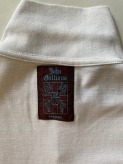 John Galliano 1980s Atelier‑exclusive Embroidered Polo — Vintage White —One Size