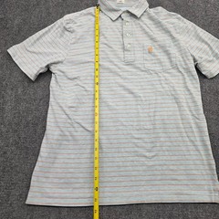 Johnnie-O Mens Hangin Out Polo Shirt Medium Blue Orange Striped Short Sleeve M