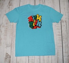 OUTRANK SNEAKER T-SHIRT RICH RICH EMBROIDERED MENS BLUE LARGE L MONEY CASH RARE